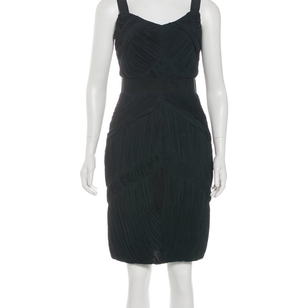 Burberry London Forest Green Ruched Cocktail Dress
